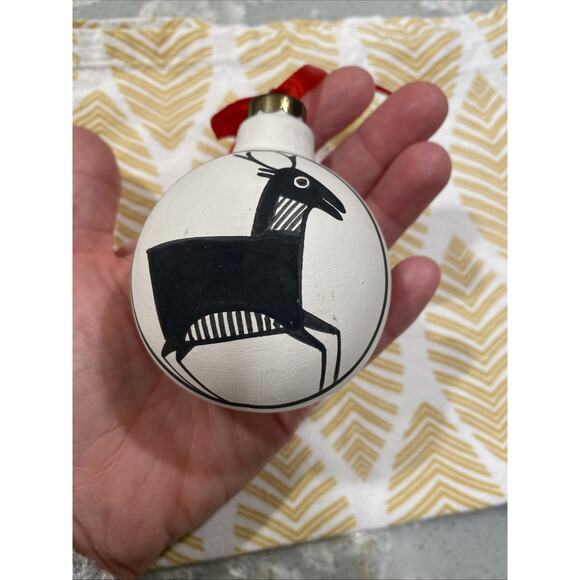 Vintage 3” Kokopelli Santa Fe Hand Painted Glass Ball Christmas Ornament - Picture 9 of 9